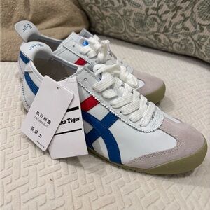 Onitsuka Tiger by Asics White and Blue Athletic Shoes